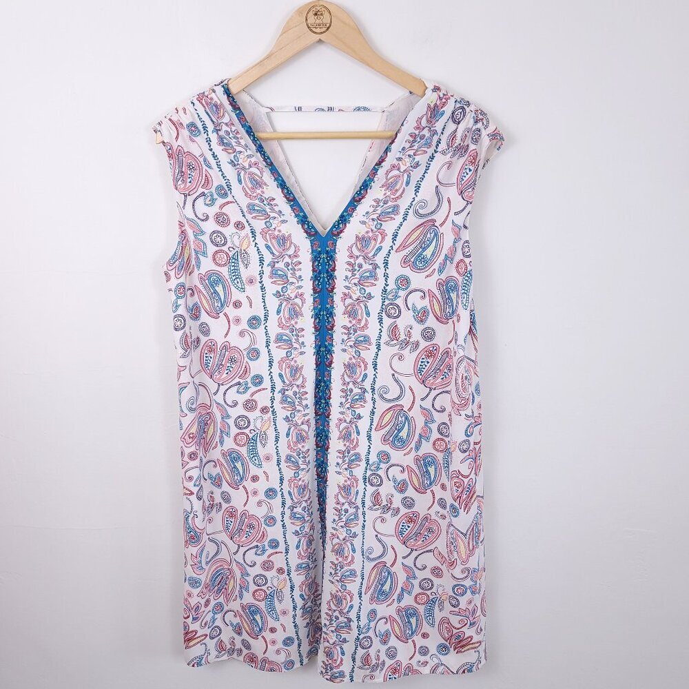 Loft V Neck Paisley Shift Dress size MP